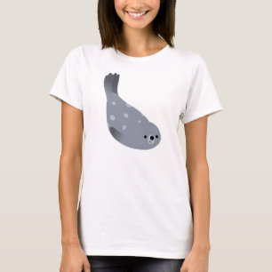 Niedlicher Schwimmen-Cartoon-Hafen-Siegel-Frauen-T T-Shirt