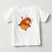 Niedlicher schwimmender Cartoon Highland Cow Baby Baby T-shirt (Vorderseite)