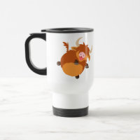 Niedlicher schwimmender Cartoon Hochland-Kuh-Tasse