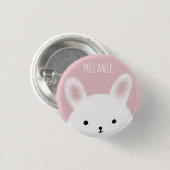 Niedlicher Schwindel Bunny Pink Personalisiert Button (Vorne & Hinten)
