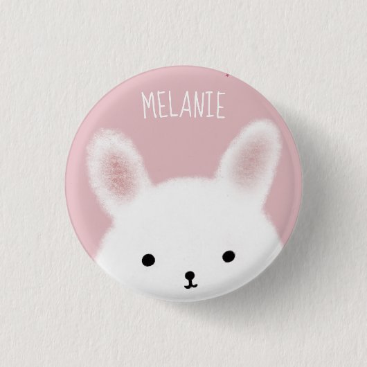 Niedlicher Schwindel Bunny Pink Personalisiert Button (Vorderseite)