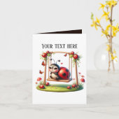 Niedlicher Schwingen von Ladybug Karte (Gelbe Blume)
