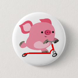 Niedlicher Scooter-Riding-Cartoon Pig Button