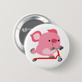 Niedlicher Scooter-Riding-Cartoon Pig Button (Vorne & Hinten)