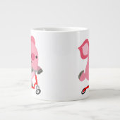 Niedlicher Scooter-Riding-Cartoon Pig Jumbo-Tasse (Vorderseite)