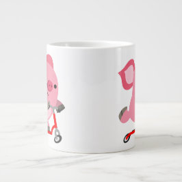 Niedlicher Scooter-Riding-Cartoon Pig Jumbo-Tasse