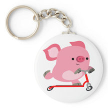 Niedlicher Scooter-Riding-Cartoon Pig