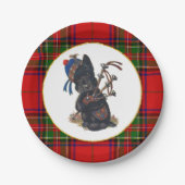 Niedlicher Scottie, der Bagpipes spielt Pappteller (Vorderseite)