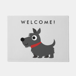 Niedlicher Scottie-Hund mit rotem Fußmatte