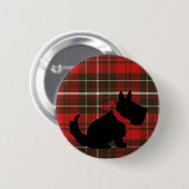 Niedlicher Scotty Hund u. roter Tartan Button (Vorne & Hinten)