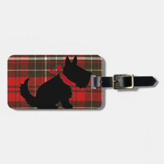 Niedlicher Scotty Hund u. roter Tartan Gepäckanhänger