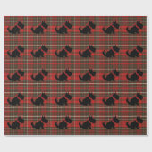 Niedlicher Scotty Hund u. roter Tartan Geschenkpapier (Flach)