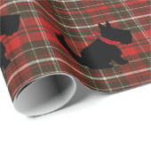 Niedlicher Scotty Hund u. roter Tartan Geschenkpapier (Rolleneckpunkt)