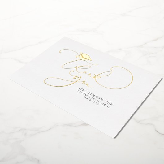 Niedlicher Script Calligraphy Abschluss Vielen Dan Folieneinladung (Gedreht)