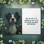 Niedlicher Scruffy Hund und Kleeblätter Irland Geb Karte