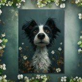 Niedlicher Scruffy Hund und Kleeblätter St Patrick Karte