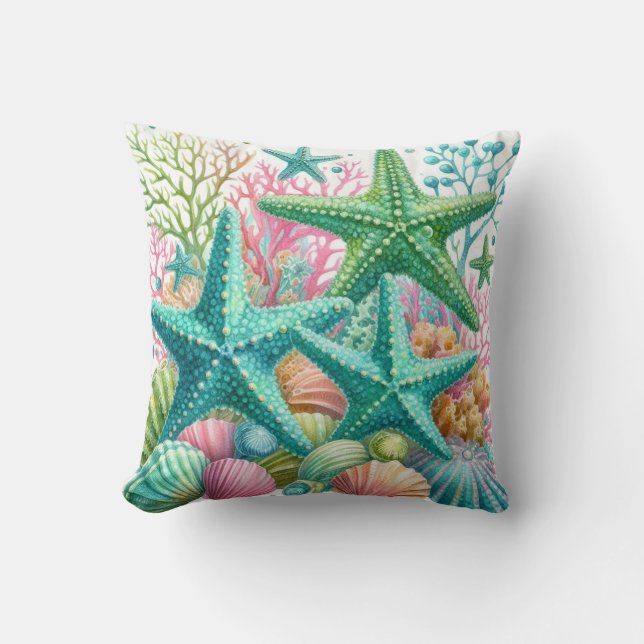 Niedlicher Seashell Coastal Beach Kissen (Vorderseite)