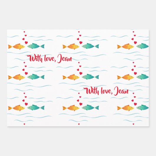Niedlicher Seefisch in der Liebe Geschenkpapier Set (Vorderseite 3)