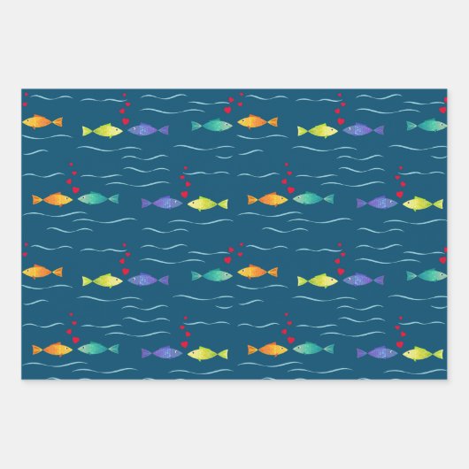 Niedlicher Seefisch in der Liebe Geschenkpapier Set (Vorderseite 2)