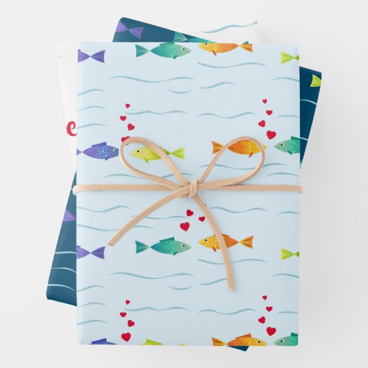 Niedlicher Seefisch in der Liebe Geschenkpapier Set (Beispiel)