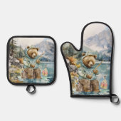 Niedlicher Seehausfischerhüttenbär Ofenhandschuh & Topflappen-Set (Vorderseite)