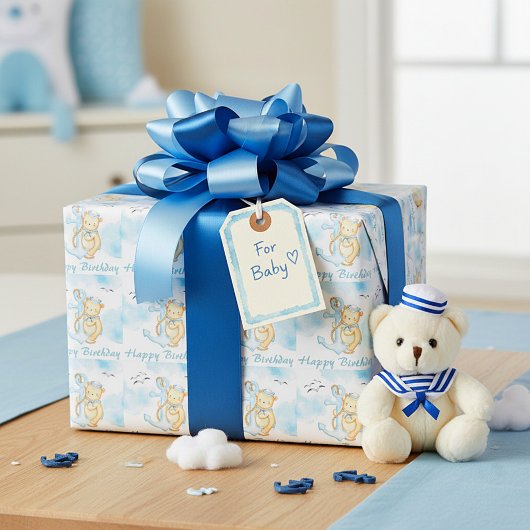 Niedlicher Seemann Geburtstag Geschenkpapier