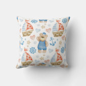 Niedlicher Seemannsbär mit Segelbooten Throw Kisse Kissen (Rückseite)