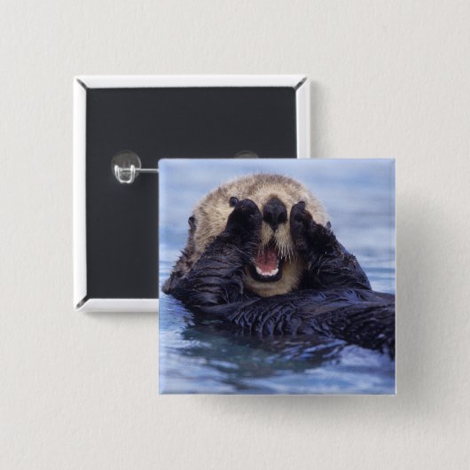 Niedlicher Seeotter | Alaska, USA Button (Vorne & Hinten)