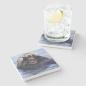 Niedlicher Seeotter | Alaska, USA Steinuntersetzer (Seitenansicht)