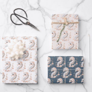 Niedlicher Seepferdchen Geschenkpapier Set