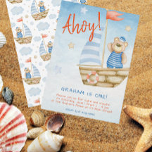 Niedlicher Segelbootbär Geburtstagsparty