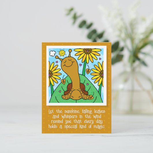 Niedlicher Segelfall Sonnenblumengarten Denken Sie Postkarte (Stehend Vorderseite)