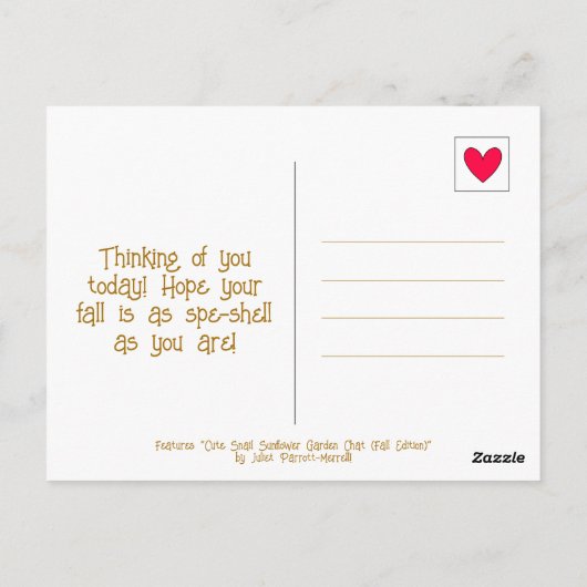 Niedlicher Segelfall Sonnenblumengarten Denken Sie Postkarte (Rückseite)