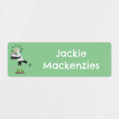 Niedlicher Sekretär Vogel schreiben Cartoon person Etiketten (Design 1)