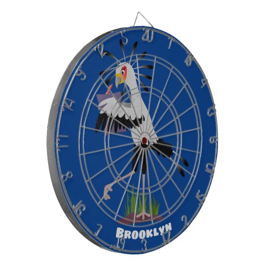 Niedlicher Sekretär Vogel schreibt Notizen Cartoon Dartscheibe (Vorderseite Links)