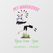 Niedlicher Sekretär Vogel schreibt Notizen Cartoon Fensteraufkleber (Blatt)