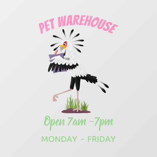 Niedlicher Sekretär Vogel schreibt Notizen Cartoon Fensteraufkleber (Blatt)