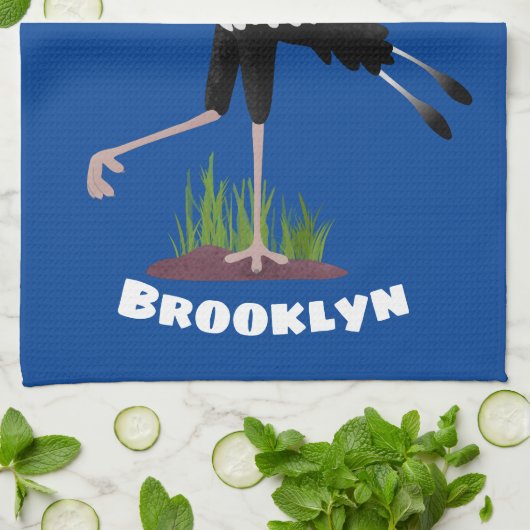 Niedlicher Sekretär Vogel schreibt Notizen Cartoon Geschirrtuch (Gefaltet)