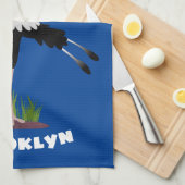 Niedlicher Sekretär Vogel schreibt Notizen Cartoon Geschirrtuch (Viertel Falte)