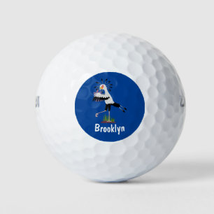 Niedlicher Sekretär Vogel schreibt Notizen Cartoon Golfball