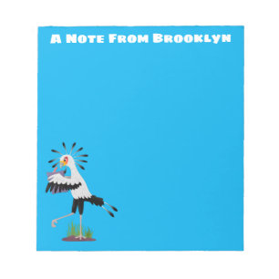 Niedlicher Sekretär Vogel schreibt Notizen Cartoon Notizblock