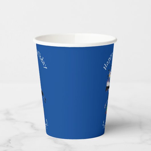 Niedlicher Sekretär Vogel schreibt Notizen Cartoon Pappbecher (Links)