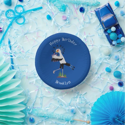 Niedlicher Sekretär Vogel schreibt Notizen Cartoon Pappteller (Party)