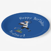 Niedlicher Sekretär Vogel schreibt Notizen Cartoon Pappteller (Schrägansicht)