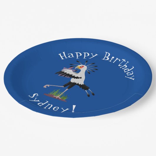 Niedlicher Sekretär Vogel schreibt Notizen Cartoon Pappteller (Schrägansicht)