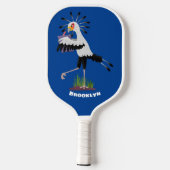Niedlicher Sekretär Vogel schreibt Notizen Cartoon Pickleball Schläger (Rückseite)