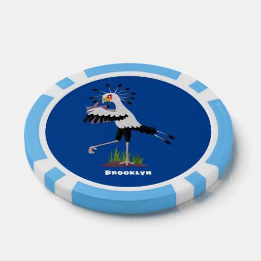 Niedlicher Sekretär Vogel schreibt Notizen Cartoon Pokerchips (Einzeln)
