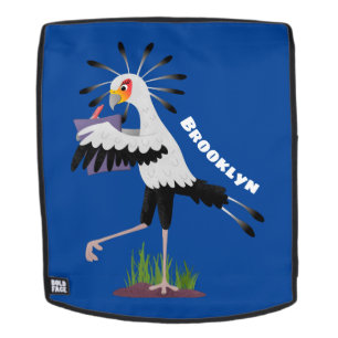 Niedlicher Sekretär Vogel schreibt Notizen Cartoon Rucksack