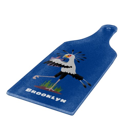 Niedlicher Sekretär Vogel schreibt Notizen Cartoon Schneidebrett (Ecke)