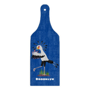 Niedlicher Sekretär Vogel schreibt Notizen Cartoon Schneidebrett